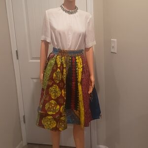 Colorful Patterned Women's Skirt With A Matching Purse